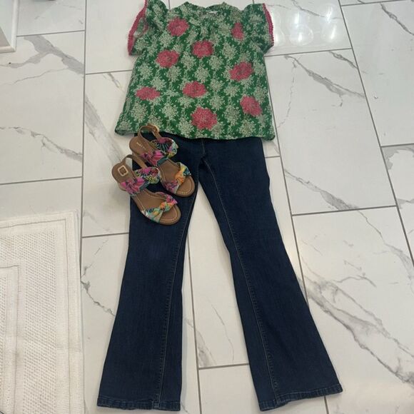 Alex Marie Pink/Green Floral Resort 3” Block Raffia Sandals Sz 7.5 EUC - Picture 4 of 11